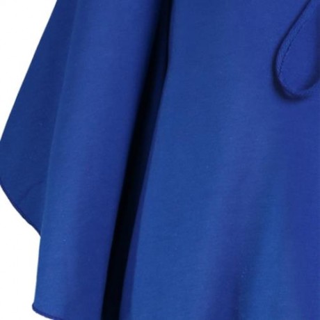 LONG FLARE SLEEVE PLUS SIZE HIGH LOW HOODIE (BLUE)