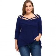 PLUS SIZE TWIST FRONT STRAPPY TOP (DEEP BLUE)