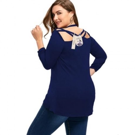 PLUS SIZE TWIST FRONT STRAPPY TOP (DEEP BLUE)