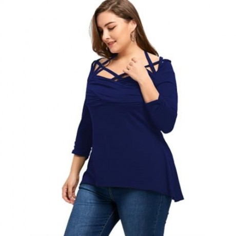 PLUS SIZE TWIST FRONT STRAPPY TOP (DEEP BLUE)