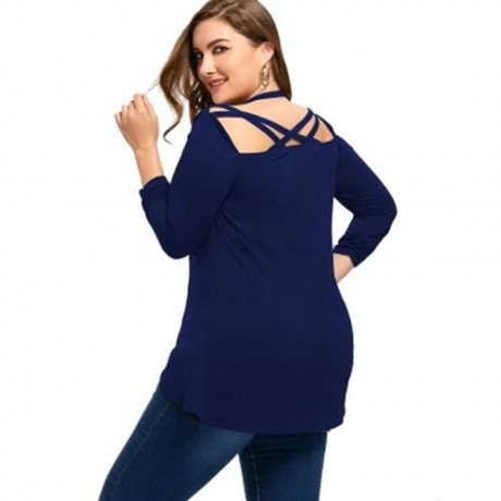 PLUS SIZE TWIST FRONT STRAPPY TOP (DEEP BLUE)