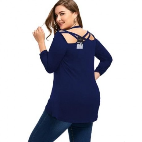 PLUS SIZE TWIST FRONT STRAPPY TOP (DEEP BLUE)