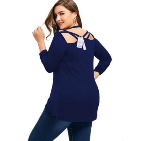 PLUS SIZE TWIST FRONT STRAPPY TOP (DEEP BLUE)