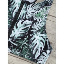 ZIP TROPICAL LEAVES PRINT BIKINI SET (COLORMIX)
