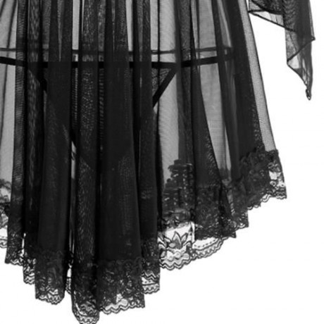 MESH SEE THROUGH SLIP BABYDOLL (BLACK)