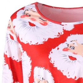 PLUS SIZE SANTA CLAUS PRINT RIPPED TUNIC T-SHIRT (RED)