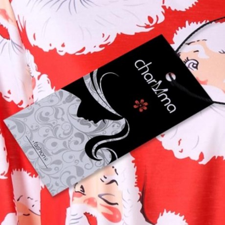 PLUS SIZE SANTA CLAUS PRINT RIPPED TUNIC T-SHIRT (RED)
