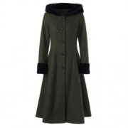 LACE UP LONGLINE HOODED COAT (OLIVE GREEN)