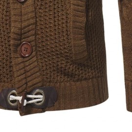 COWL NECK HORN BUTTON SINGLE BREASTED CARDIGAN (CAMEL)