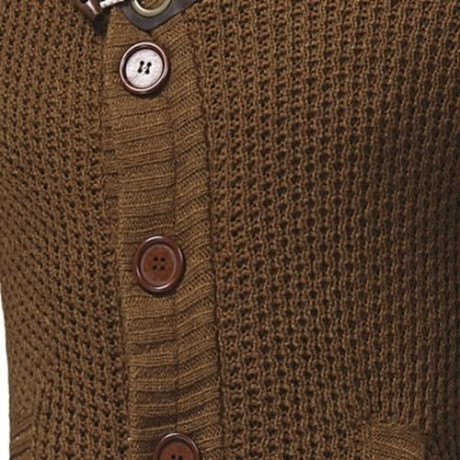 COWL NECK HORN BUTTON SINGLE BREASTED CARDIGAN (CAMEL)