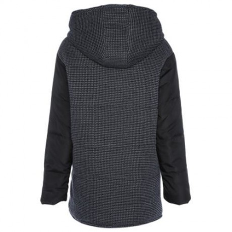 TRENDY HOODED LONG SLEEVE POCKET WOMEN COAT (BLACK)