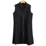 OPEN FRONT LONG VEST (BLACK)