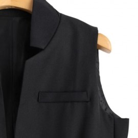OPEN FRONT LONG VEST (BLACK)