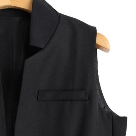 OPEN FRONT LONG VEST (BLACK)