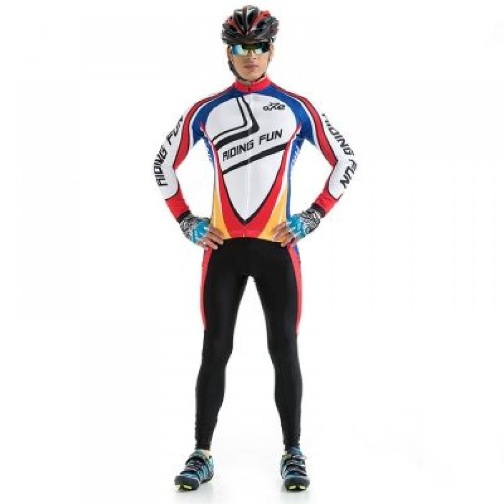 RIDING FUN Men Anti-UV Long Sleeve Riding Clothes Suit (RED)