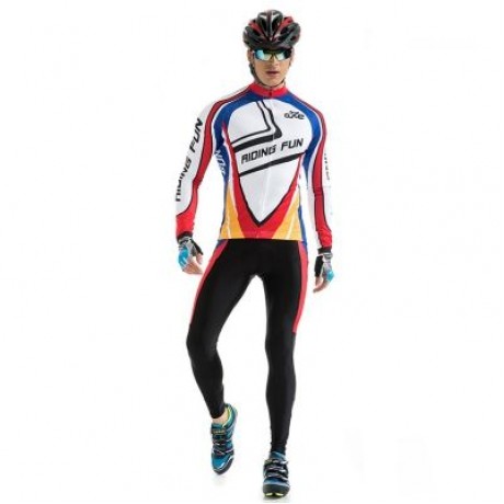 RIDING FUN Men Anti-UV Long Sleeve Riding Clothes Suit (RED)