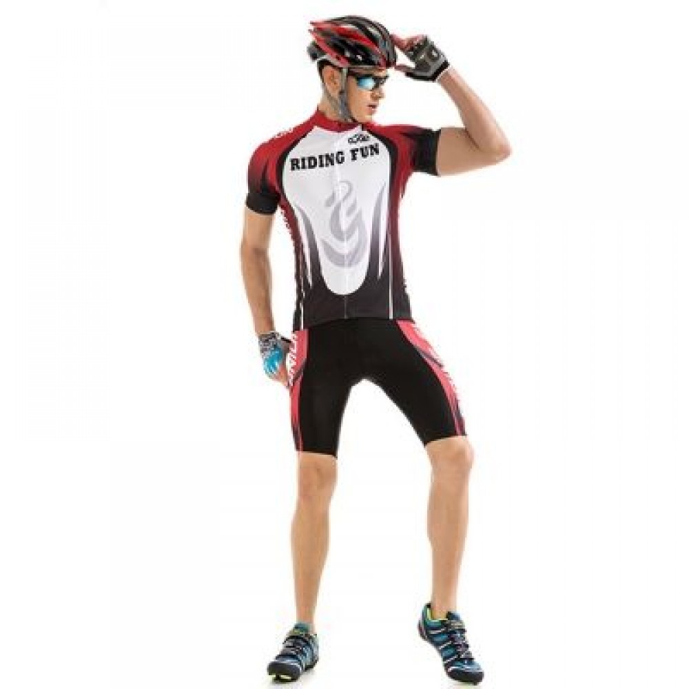 RIDING FUN Men Short-sleeved Summer Cycling Suits (BLACK AND RED)