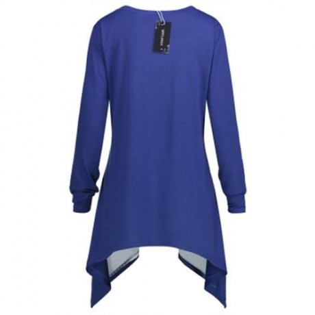 CHRISTMAS SANTA CLAUS ELK ASYMMETRICAL PLUS SIZE TEE (BLUE)