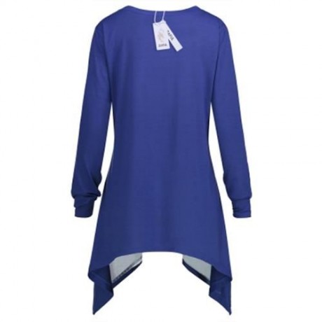 CHRISTMAS SANTA CLAUS ELK ASYMMETRICAL PLUS SIZE TEE (BLUE)