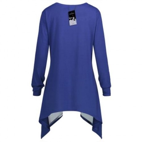 CHRISTMAS SANTA CLAUS ELK ASYMMETRICAL PLUS SIZE TEE (BLUE)