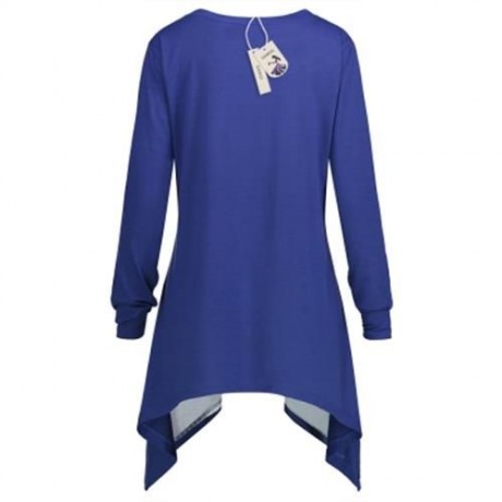 CHRISTMAS SANTA CLAUS ELK ASYMMETRICAL PLUS SIZE TEE (BLUE)