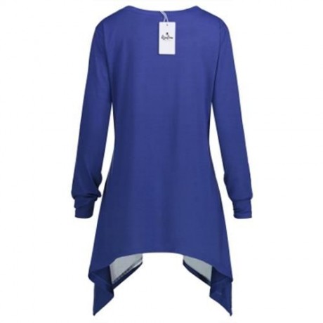 CHRISTMAS SANTA CLAUS ELK ASYMMETRICAL PLUS SIZE TEE (BLUE)