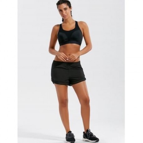 PADDED CRISS CROSS STRAPPY SPORTS BRA (BLACK)