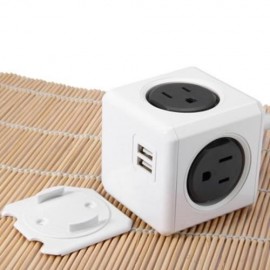1 PIECE ALLOCACOC POWERCUBE EXTENDED POWER SOCKET US PLUG 4 OUTLETS 2 USB PORTS ADAPTER WI