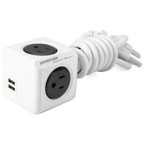 1 PIECE ALLOCACOC POWERCUBE EXTENDED POWER SOCKET US PLUG 4 OUTLETS 2 USB PORTS ADAPTER WI