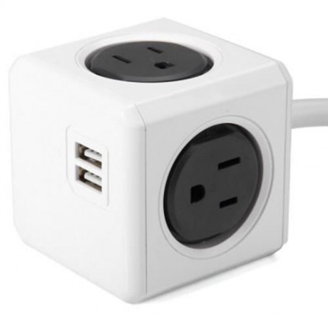 1 PIECE ALLOCACOC POWERCUBE EXTENDED POWER SOCKET US PLUG 4 OUTLETS 2 USB PORTS ADAPTER WI