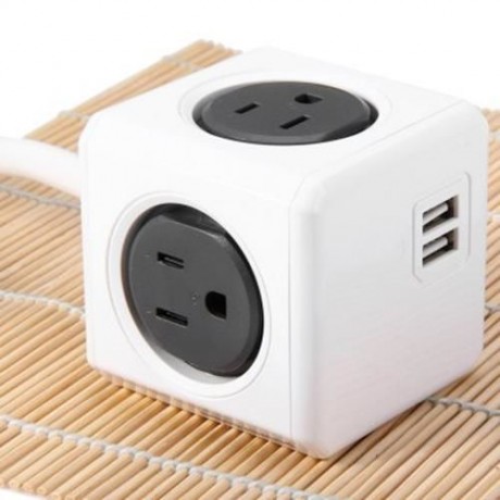 1 PIECE ALLOCACOC POWERCUBE EXTENDED POWER SOCKET US PLUG 4 OUTLETS 2 USB PORTS ADAPTER WI