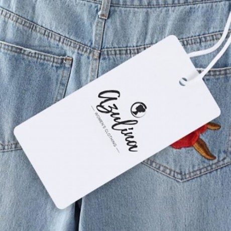 HIGH WAIST RIPPED EMBROIDERED WOMEN JEANS DENIM PANTS (LIGHT BLUE)