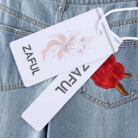 HIGH WAIST RIPPED EMBROIDERED WOMEN JEANS DENIM PANTS (LIGHT BLUE)