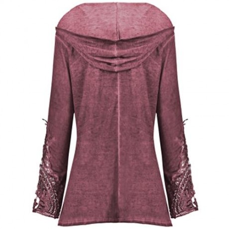 CROCHET PANEL PLUS SIZE HOODIE (ROSY PINK)