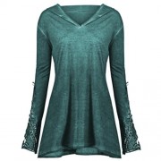 CROCHET PANEL PLUS SIZE HOODIE (BLACKISH GREEN)