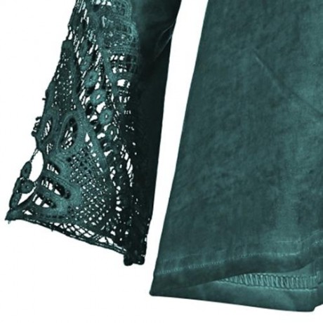 CROCHET PANEL PLUS SIZE HOODIE (BLACKISH GREEN)