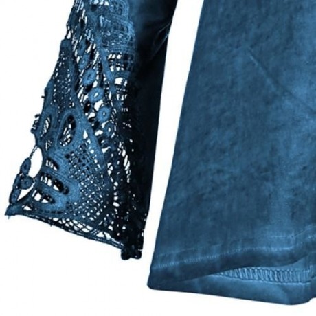 CROCHET PANEL PLUS SIZE HOODIE (BLUE)