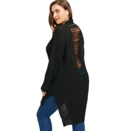 PLUS SIZE DISTRESSED HIGH LOW LONGLINE SWEATER (BLACK)