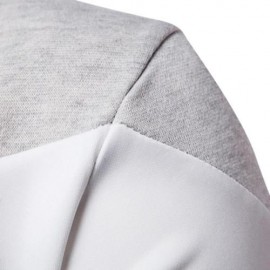 HOODED COLOR BLOCK PANEL FLEECE ZIP UP HOODIE (LIGHT GRAY)