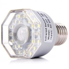 AL101 AUTO PIR E27 BASE 3W LAMP INFRARED HUMAN BODY SENSOR 24 LEDS LIGHT (WHITE)