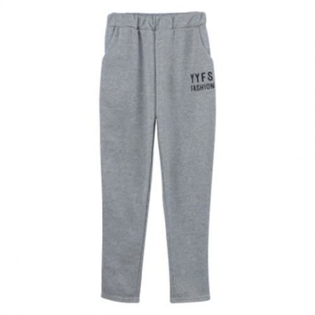 FEMALE CUTE PRINT SPORTS SWEATSHIRT SET LOOSE FLEECED PANTS (GRAY)