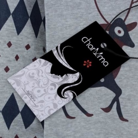 FEMALE CUTE PRINT SPORTS SWEATSHIRT SET LOOSE FLEECED PANTS (GRAY)