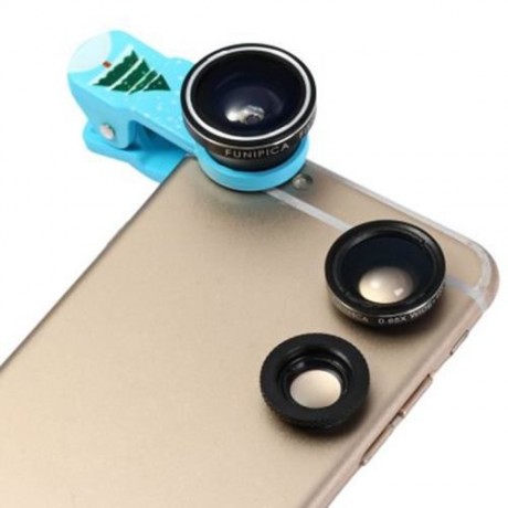 FUNIPICA XMAS TREE MULTI-COATING GLASS 3-IN-1 FISH EYE MACRO 0.65X WIDE ANGLE LENS FOR IPH