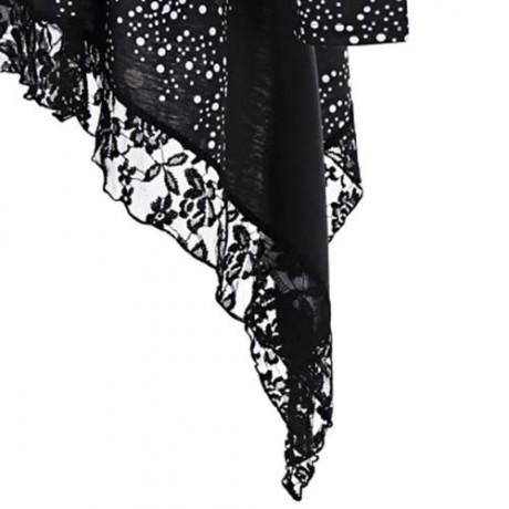 PLUS SIZE REINDEER GALAXY LACE HEM TOP (BLACK)