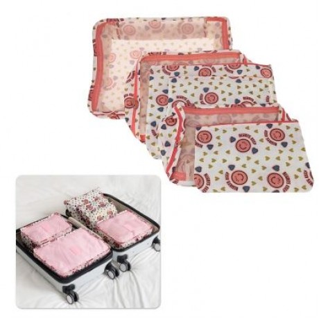 6 in 1 Storage Bags Journey Organizer for Outdoor Traveling (PINK)
