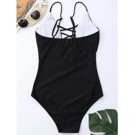 CRISS CROSS ONE PIECE SWIMSUIT (BLACK)