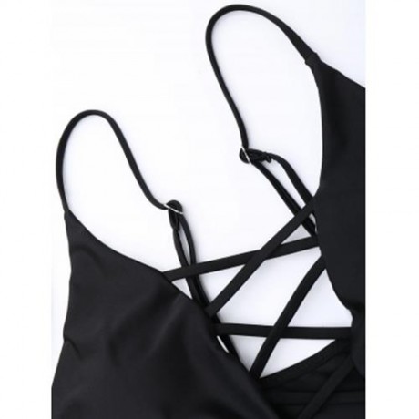 CRISS CROSS ONE PIECE SWIMSUIT (BLACK)