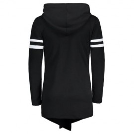 VARSITY STRIPE ZIP UP LONG ASYMMETRICAL HOODIE (BLACK)