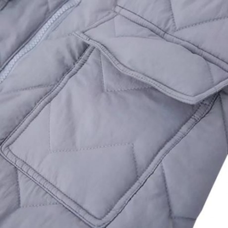 TRENDY HOODED LONG SLEEVE ZIPPER POCKET WOMEN COAT (GRAY)