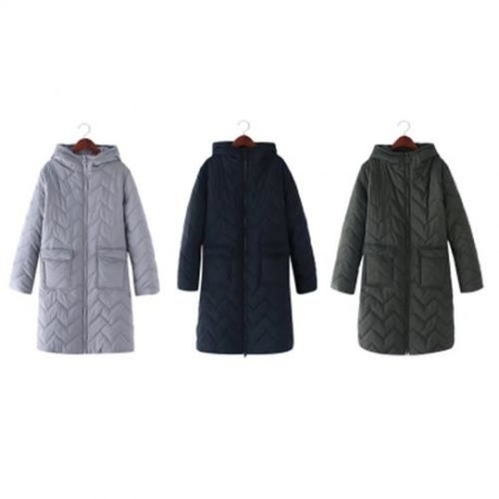 TRENDY HOODED LONG SLEEVE ZIPPER POCKET WOMEN COAT (ARMY GREEN)